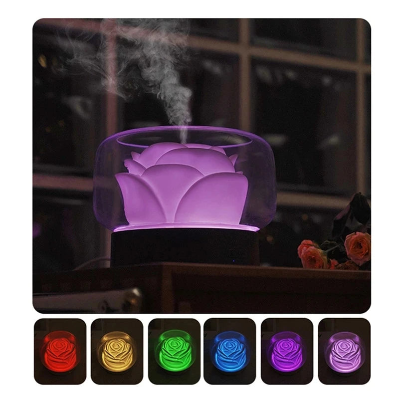 Diffuseur d'arôme sans BPA 400ML, huile essentielle de vue sur la montagne, diffuseur d'aromathérapie avec lampe LED chaude et colorée, humidificateur